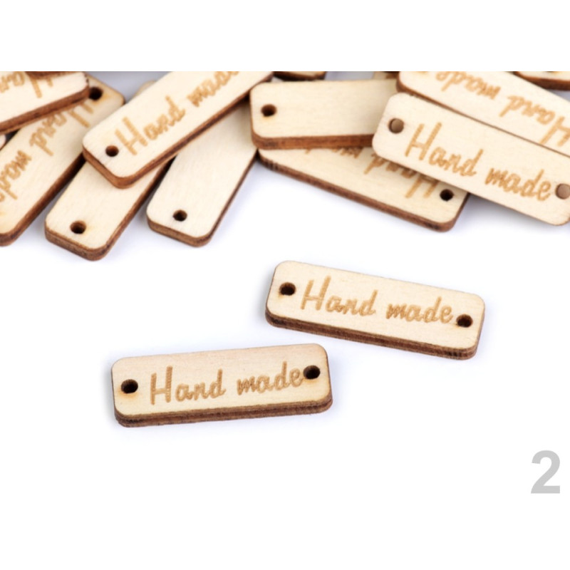 Etichete lemn - Handmade - natur - 750043 -10x30mm - set 10 buc