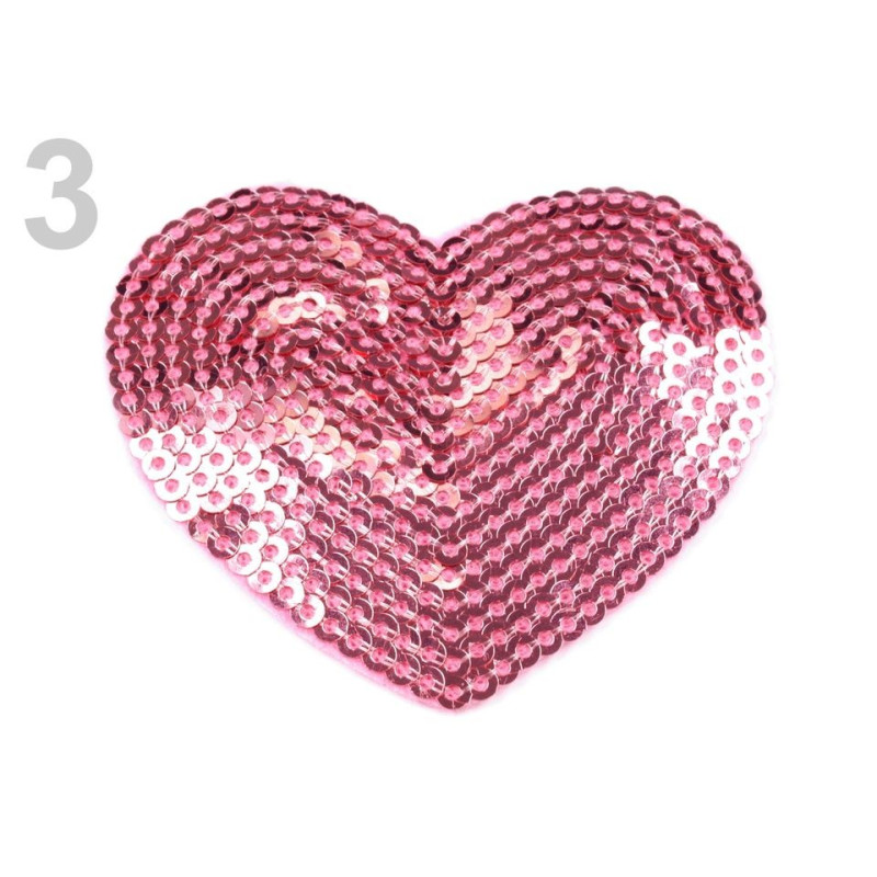 Inima cu paiete termoadeziv, 55*60 mm - 390338, rosebloom | Petice | Kreativshop.ro