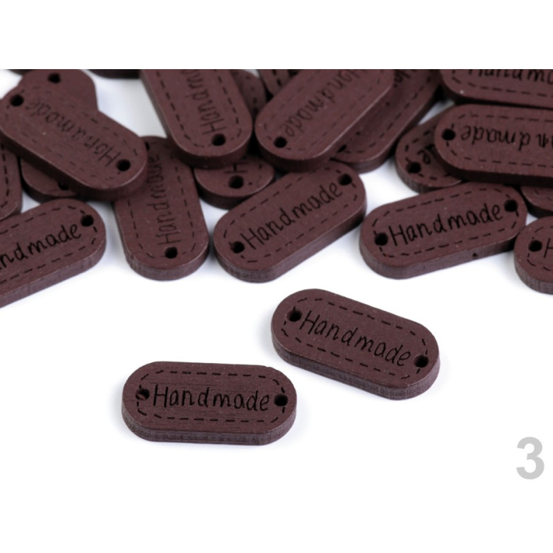 Etichete lemn - Handmade - maro - 750045 -11x23mm - set 10 buc