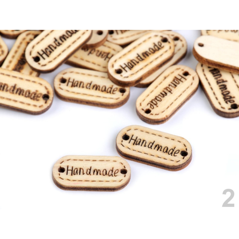 Etichete lemn - Handmade - natur - 750045 -11x23mm - set 10 buc | Decor | Kreativshop.ro