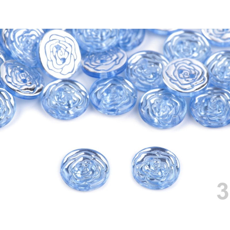 Nasture plastic Rose 13mm - set 5buc, albastru