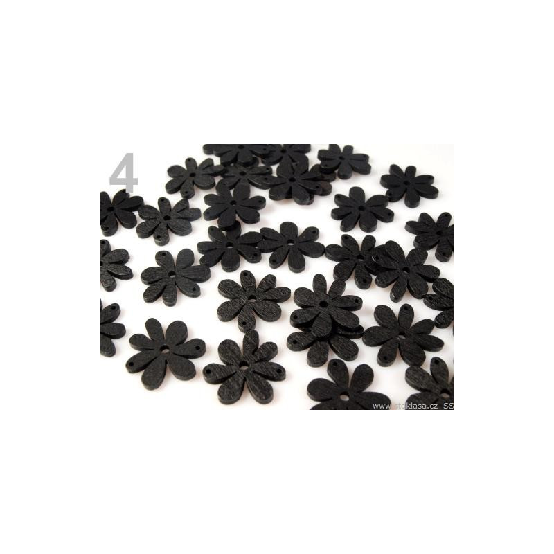 Floricele lemn 20x25 mm - 10 buc, negru | Decor | Kreativshop.ro
