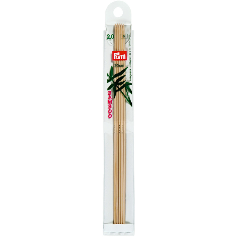 Andrele pentru şosete | Andrele drepte din bambus, PRYM, 2mm/15cm, 5 buc/set | Kreativshop.ro