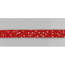 Bandă bias poliester cu flori - 20mm - rosu, pret/m