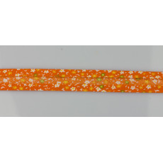 Bandă bias poliester cu flori - 20mm - portocaliu, pret/m