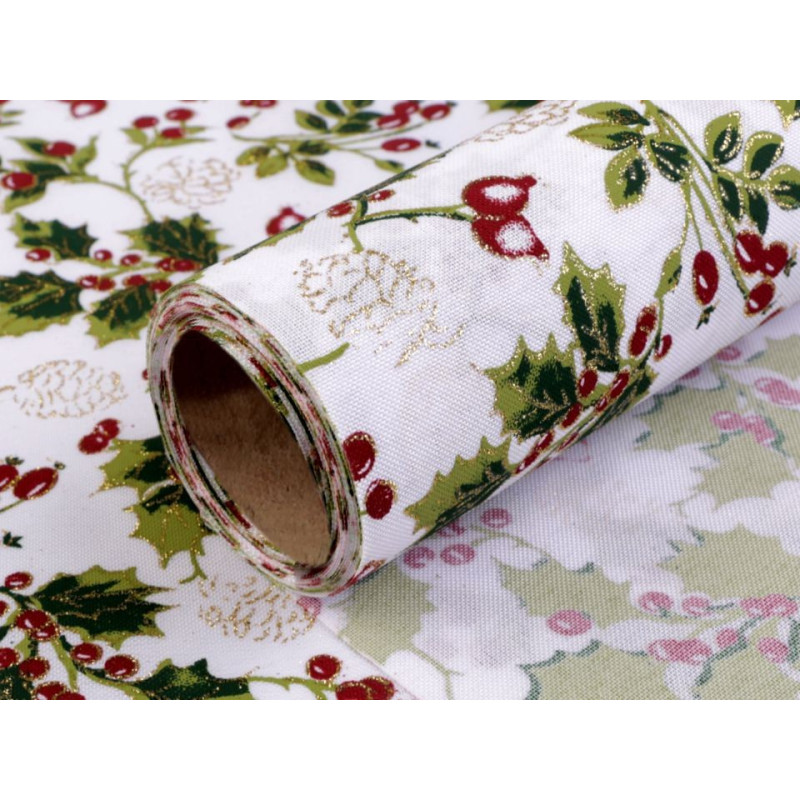 Diverse materiale textile | Imitatie iuta (panza sac) cu imprimeu floral, ilex, latime 48cm x 0.50m | Kreativshop.ro