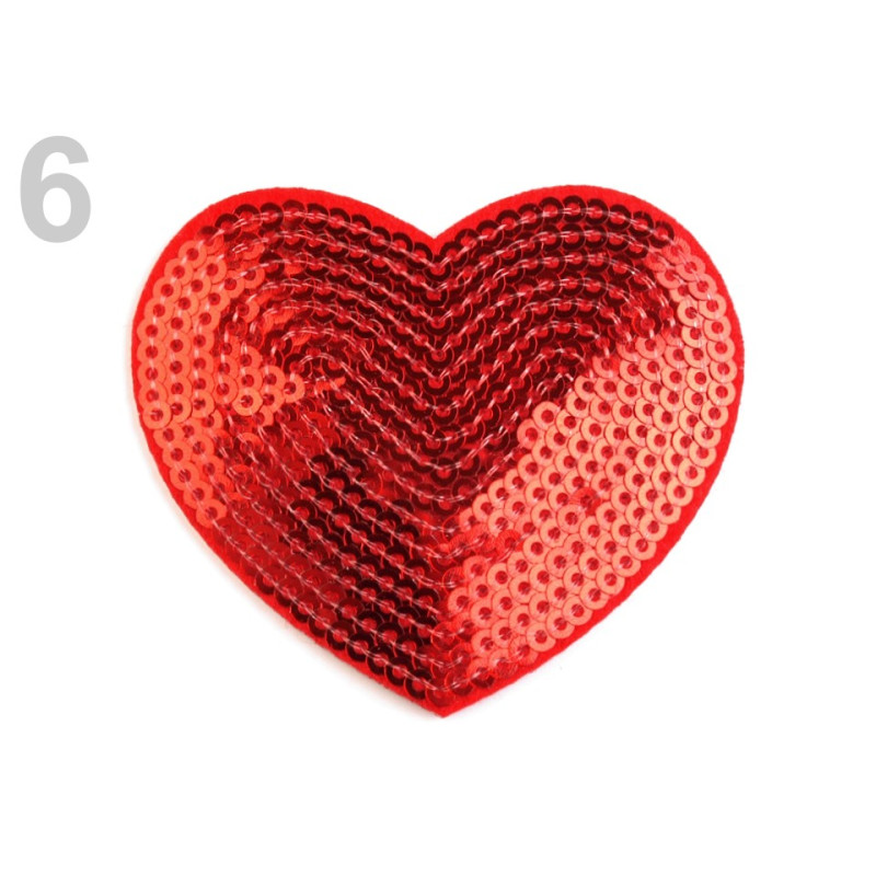 Inima cu paiete termoadeziv, 55*60 mm - 390338, rosu | Petice | Kreativshop.ro