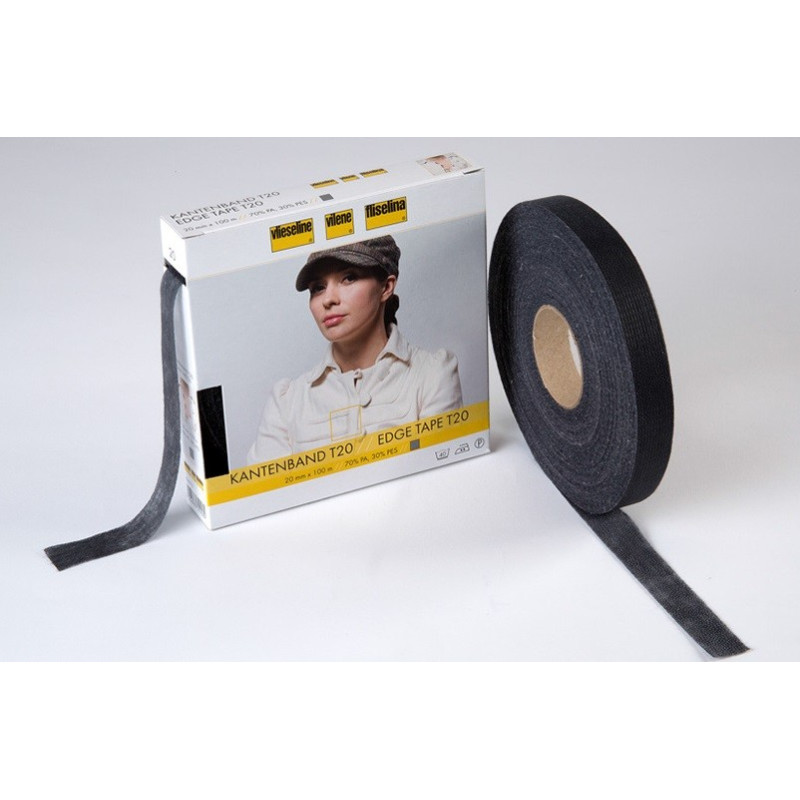 Banda termoadeziva pentru finisare margini haine - Edge Tape T20 - 20mm lat 5m lung - negru