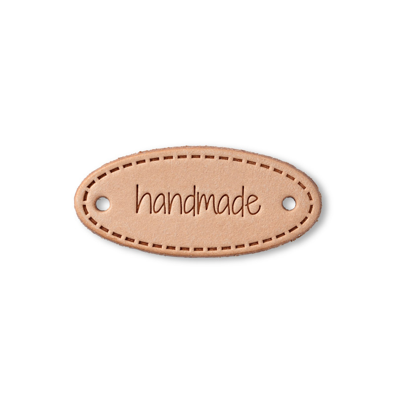 Etichetă "handmade" din piele, PRYM, 50x20mm