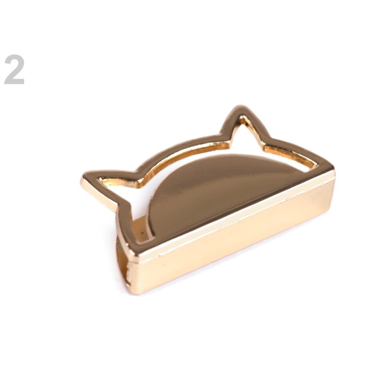 Ornament metalic pentru genti, 18x35mm, pisica, 790456, auriu