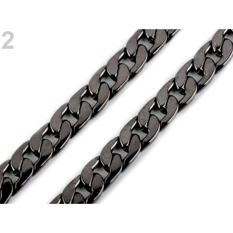 Lant plat metalic pentru posete, 1m, fara sistem de prindere - nichel negru, 750887 | Lanțuri | Kreativshop.ro