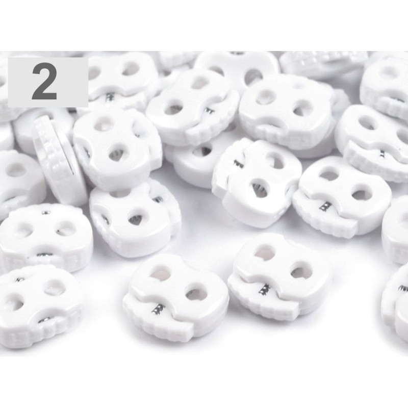 Accesorii din material plastic | Opritor snur, 2 gauri, 15x15mm, set 10buc, alb, 160035 | Kreativshop.ro