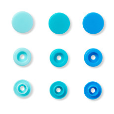 Capse rotunde din plastic, PRYM, 12,4mm, albastru, 30 buc/set