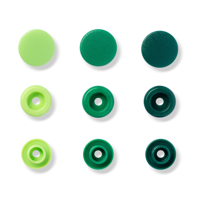 Capse rotunde din plastic, PRYM, 12,4mm, verde, 30 buc/set