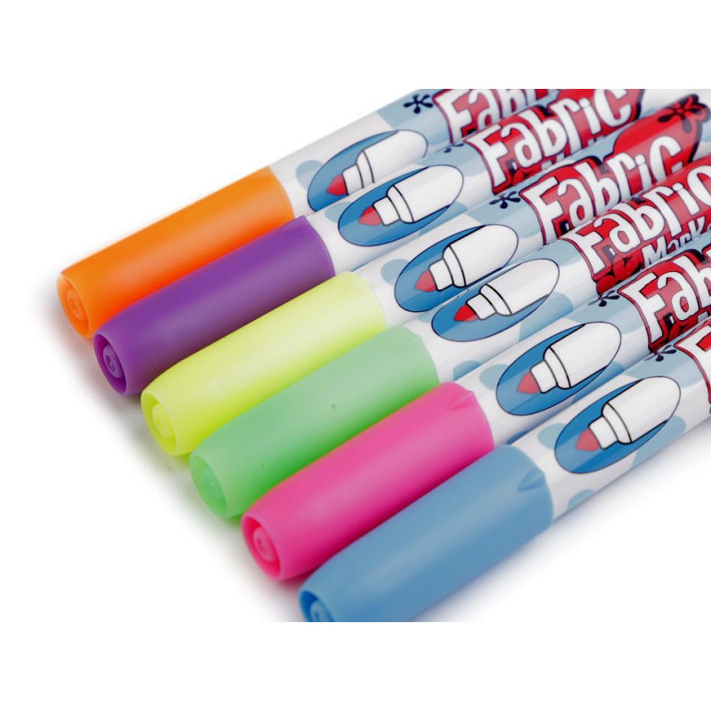 Vopsele textile | Set markere permanente pt textile, impermeabile, culori neon, 6 buc, 750625 | Kreativshop.ro