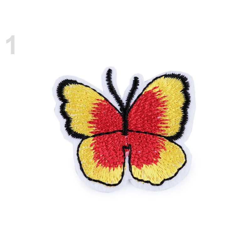 Ornamente termoadezive | Aplicatie termoadeziva brodata, fluture, 36 x 40mm | Kreativshop.ro