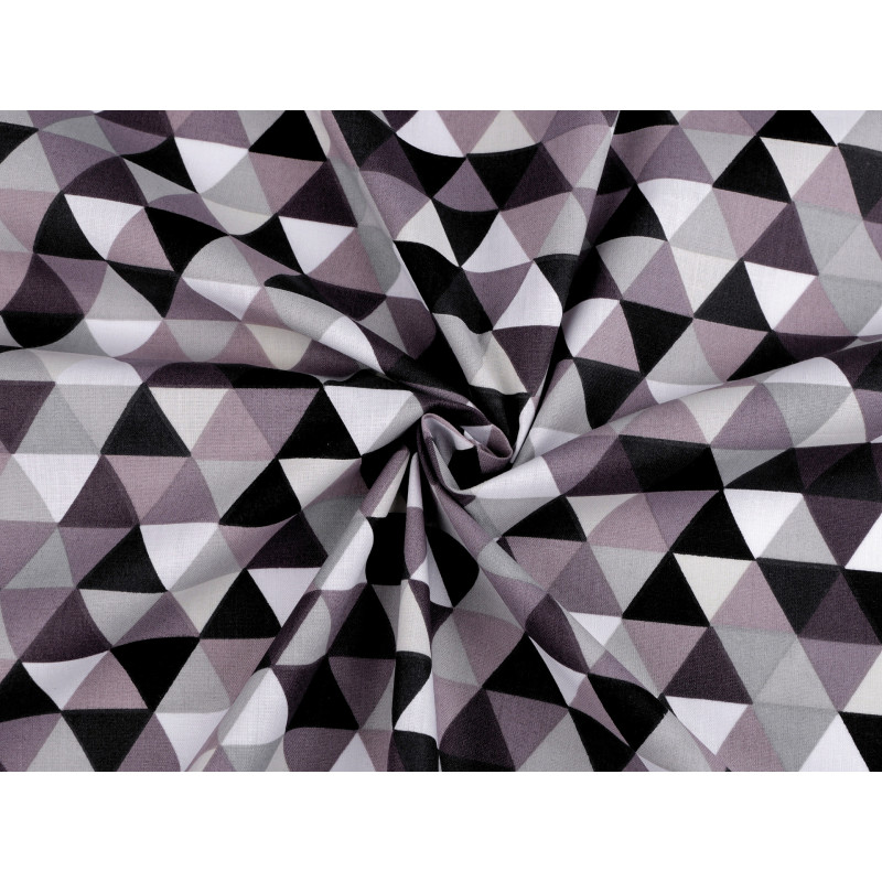 Material bumbac cu triunghiuri lățime 160cm, 0.5m/buc | Materiale cu model | Kreativshop.ro
