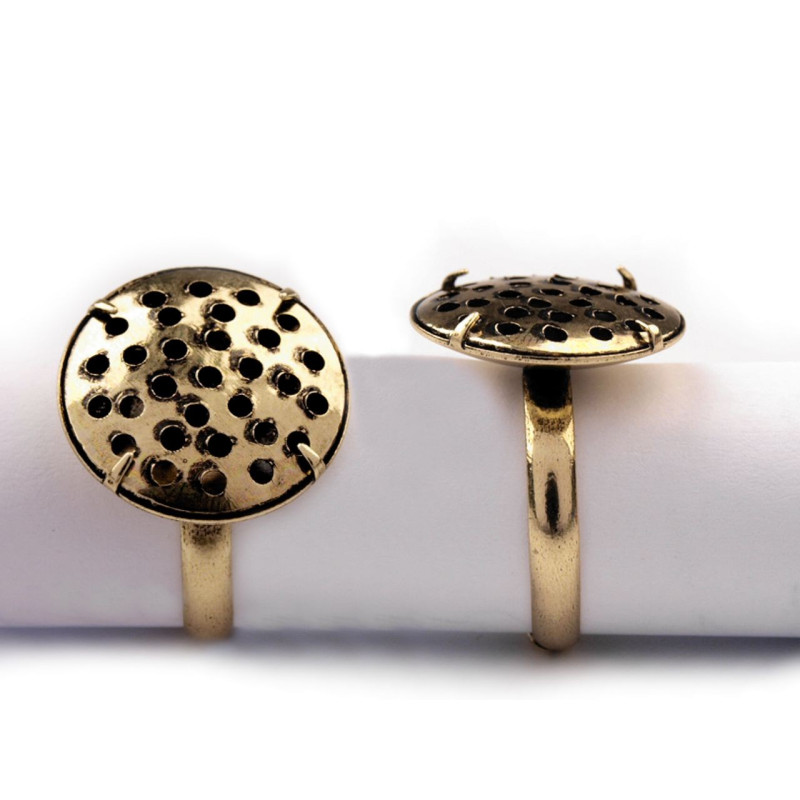 Accesorii bijuterii | Baza inel cu plasa - 16mm - 1buc, auriu | Kreativshop.ro