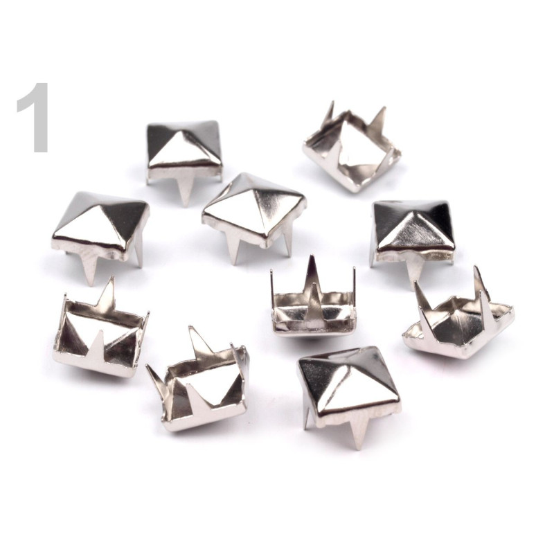 Tinte metalice - 7x7mm - piramida - set 10 buc | Închizătoare și ornamente | Kreativshop.ro