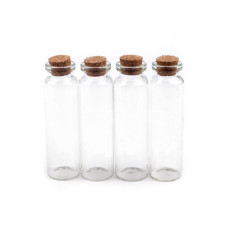 Set 4 recipiente sticla cu dop pluta 20x75mm