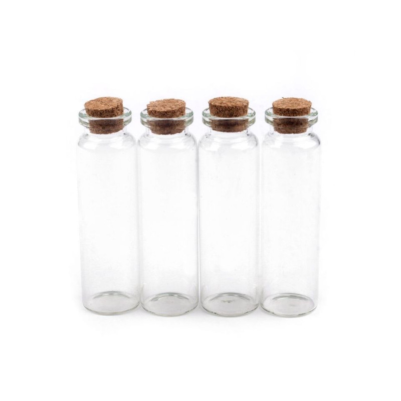 Set 4 recipiente sticla cu dop pluta 20x75mm | Decor | Kreativshop.ro